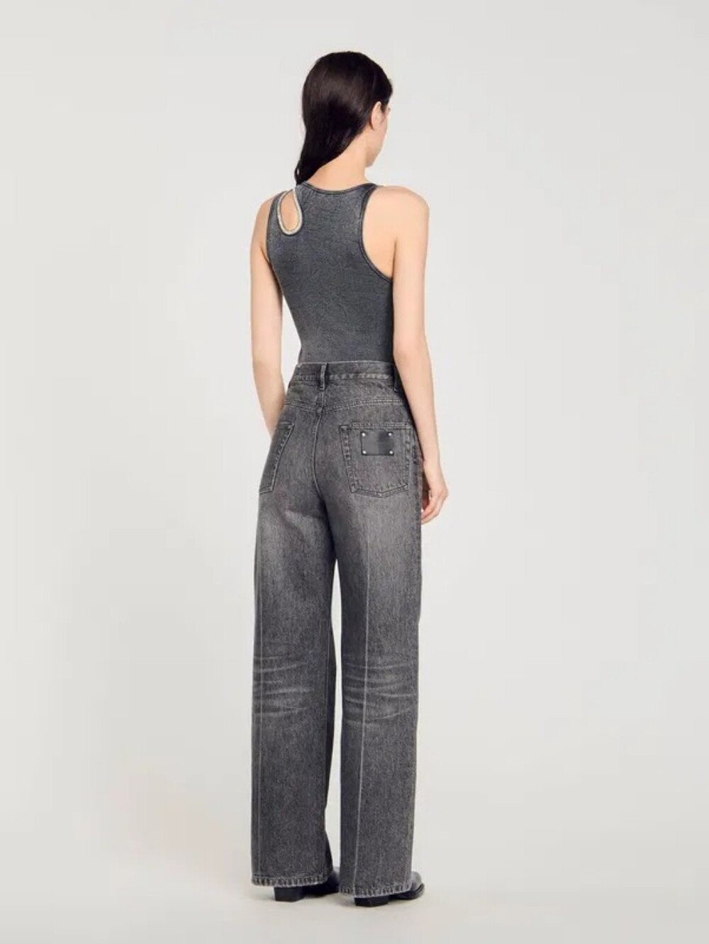 SANDRO Rhinestone One-Shoulder Bodysuit - Picture 11 of 12